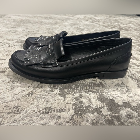 St Laurent Paris Fringed Studded Loafers - Picture 4 of 9